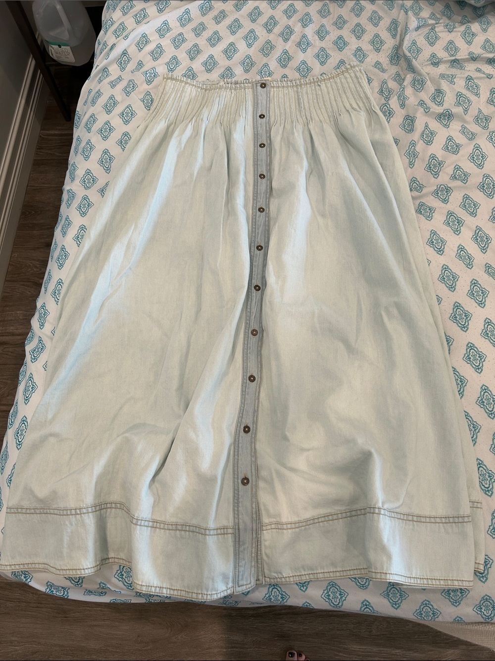 Pilcro Light Blue Pintuck Basque-waist Maxi Skirt NWT - Picture 5 of 15
